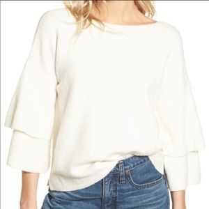Madewell sweater with tiered bell sleeves, sz S